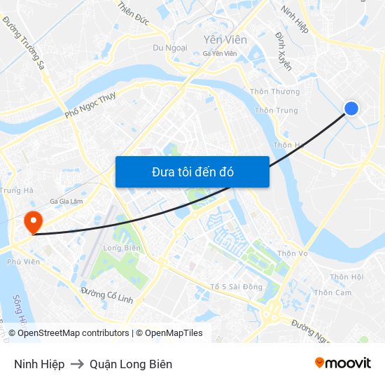 Ninh Hiệp to Quận Long Biên map