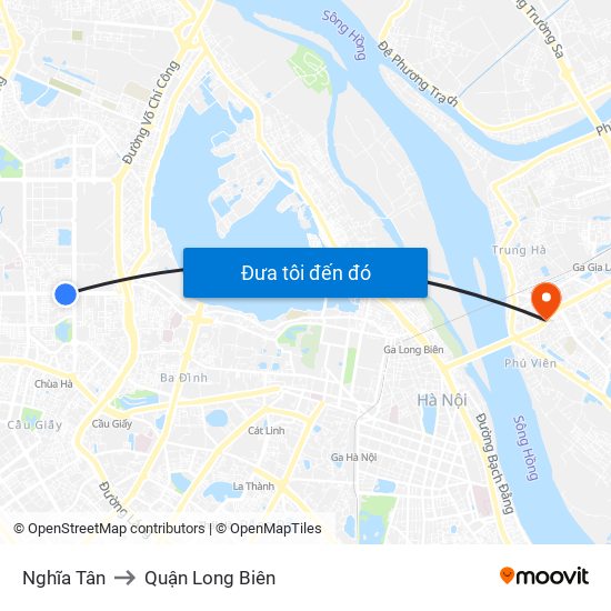 Nghĩa Tân to Quận Long Biên map