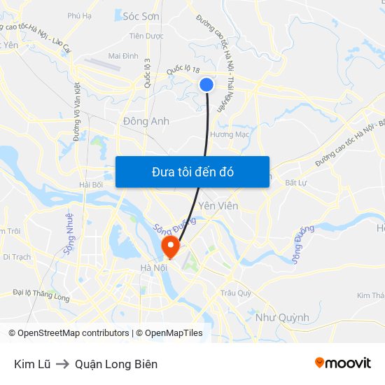 Kim Lũ to Quận Long Biên map