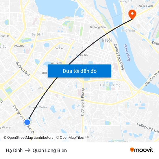 Hạ Đình to Quận Long Biên map