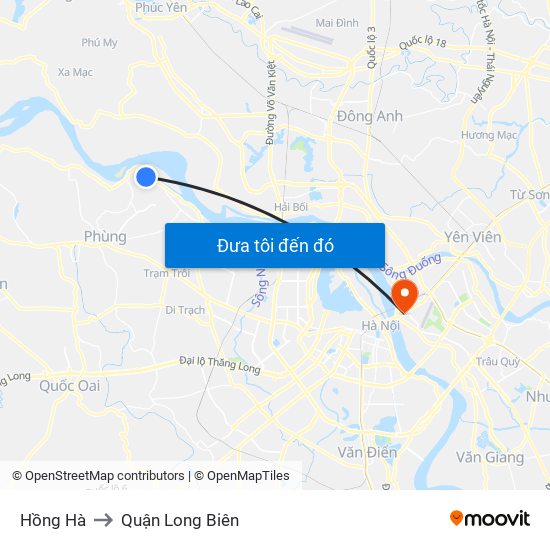 Hồng Hà to Quận Long Biên map