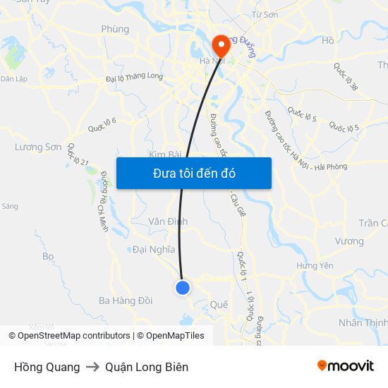 Hồng Quang to Quận Long Biên map