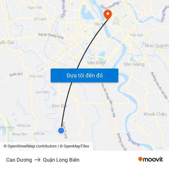 Cao Dương to Quận Long Biên map