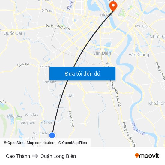 Cao Thành to Quận Long Biên map