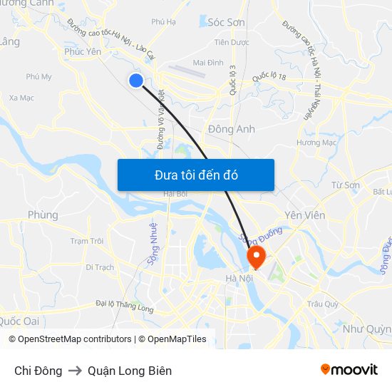 Chi Đông to Quận Long Biên map