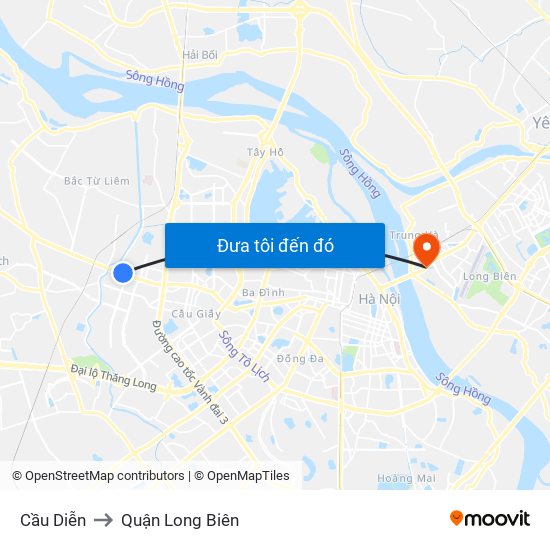 Cầu Diễn to Quận Long Biên map
