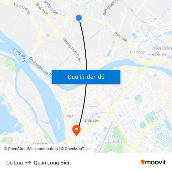 Cổ Loa to Quận Long Biên map