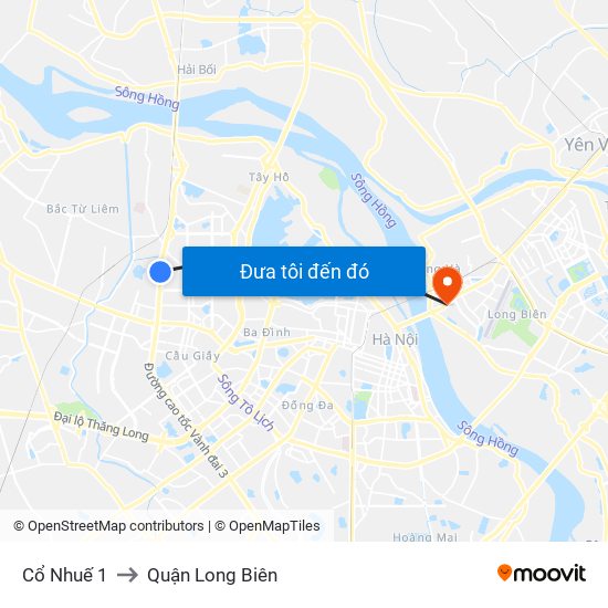 Cổ Nhuế 1 to Quận Long Biên map