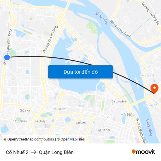 Cổ Nhuế 2 to Quận Long Biên map