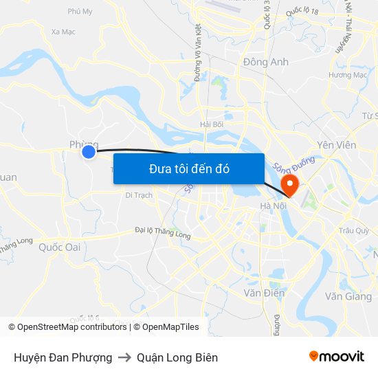 Huyện Đan Phượng to Quận Long Biên map