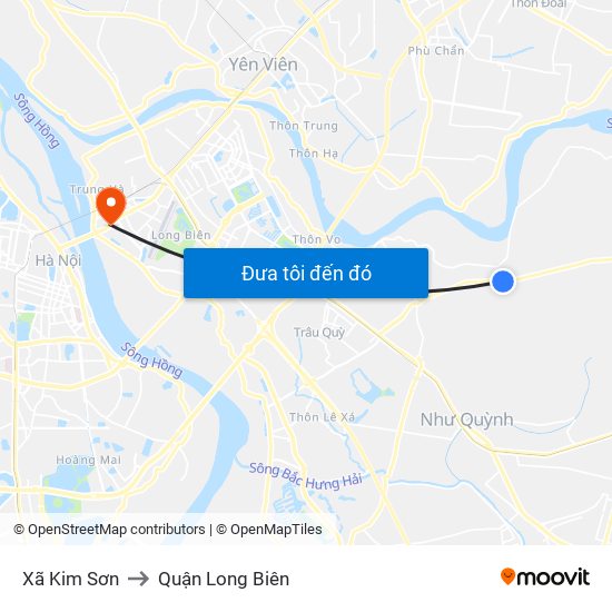 Xã Kim Sơn to Quận Long Biên map