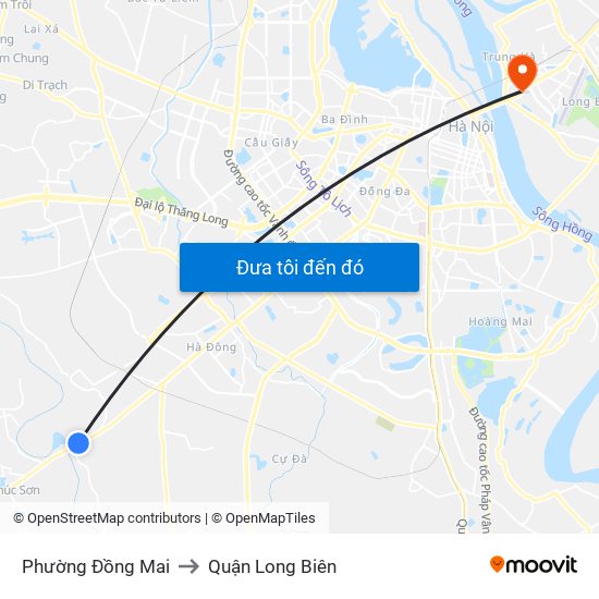 Phường Đồng Mai to Quận Long Biên map