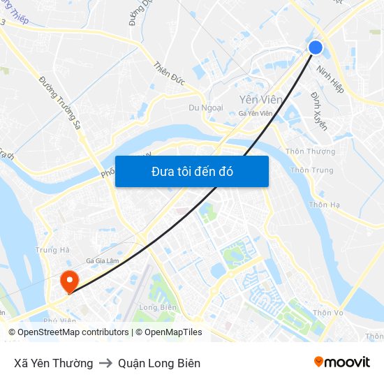 Xã Yên Thường to Quận Long Biên map