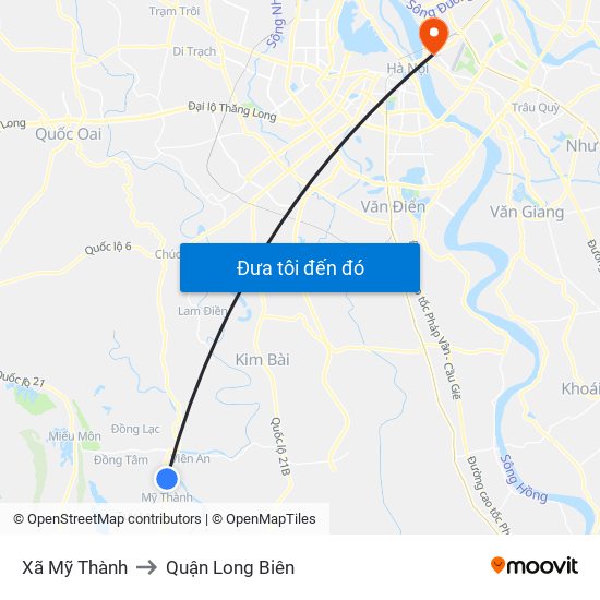 Xã Mỹ Thành to Quận Long Biên map