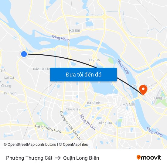 Phường Thượng Cát to Quận Long Biên map