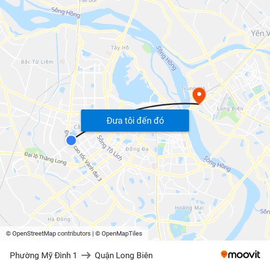 Phường Mỹ Đình 1 to Quận Long Biên map