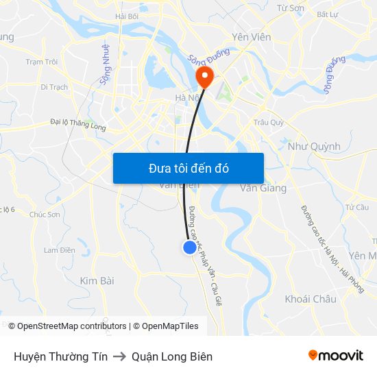 Huyện Thường Tín to Quận Long Biên map