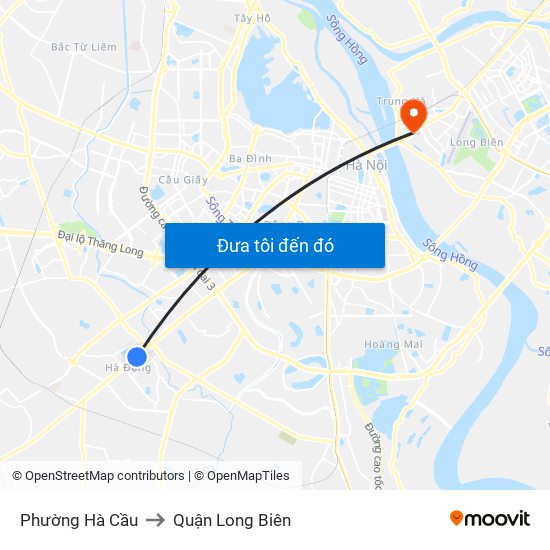 Phường Hà Cầu to Quận Long Biên map