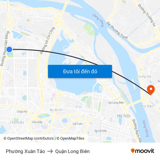 Phường Xuân Tảo to Quận Long Biên map