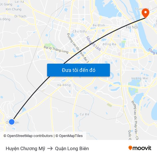 Huyện Chương Mỹ to Quận Long Biên map