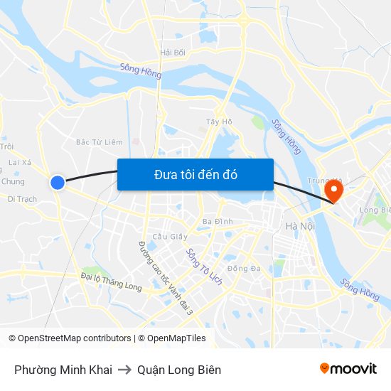 Phường Minh Khai to Quận Long Biên map