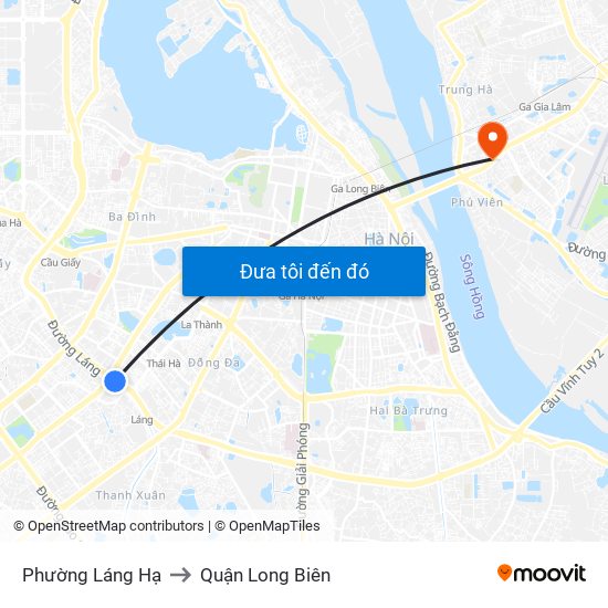 Phường Láng Hạ to Quận Long Biên map