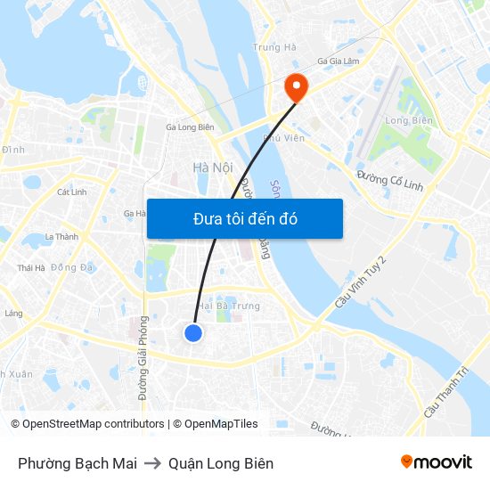 Phường Bạch Mai to Quận Long Biên map