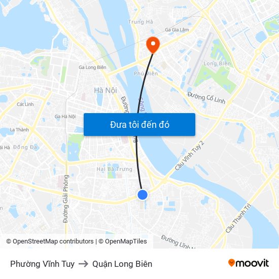 Phường Vĩnh Tuy to Quận Long Biên map