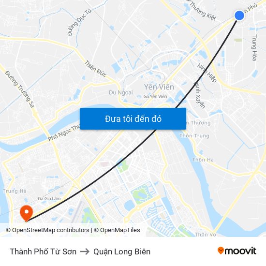 Thành Phố Từ Sơn to Quận Long Biên map