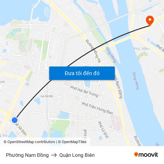 Phường Nam Đồng to Quận Long Biên map