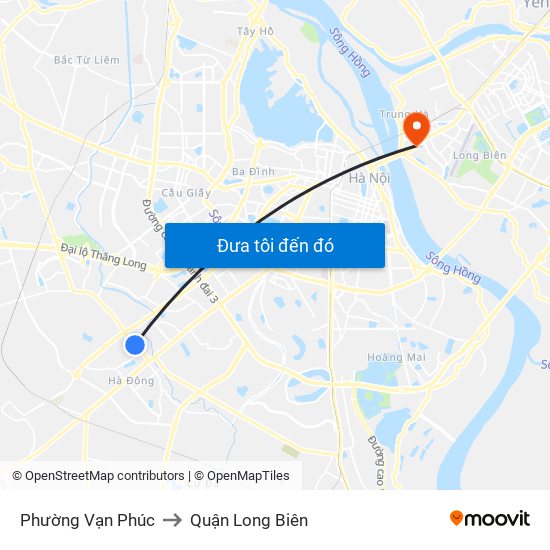 Phường Vạn Phúc to Quận Long Biên map