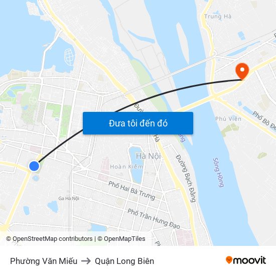 Phường Văn Miếu to Quận Long Biên map
