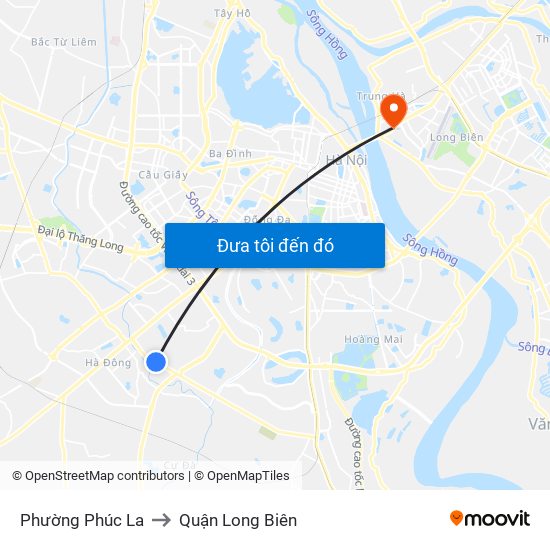 Phường Phúc La to Quận Long Biên map