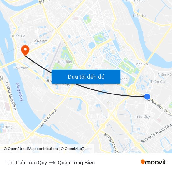 Thị Trấn Trâu Quỳ to Quận Long Biên map