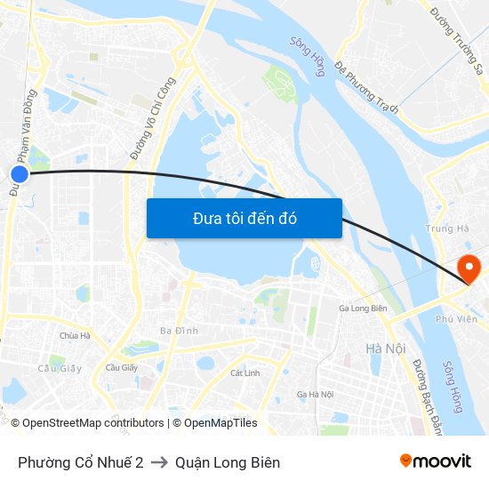 Phường Cổ Nhuế 2 to Quận Long Biên map