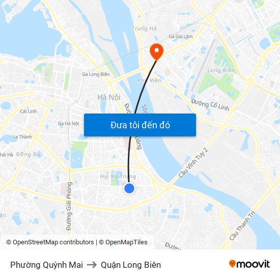 Phường Quỳnh Mai to Quận Long Biên map