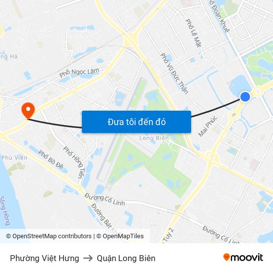 Phường Việt Hưng to Quận Long Biên map