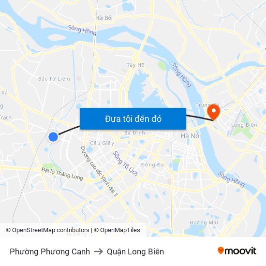 Phường Phương Canh to Quận Long Biên map