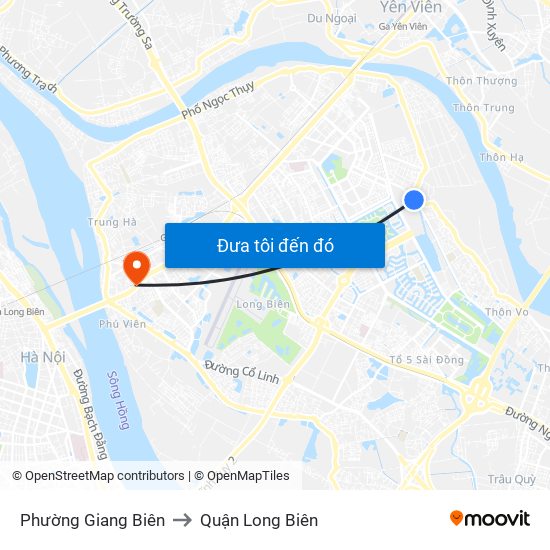 Phường Giang Biên to Quận Long Biên map