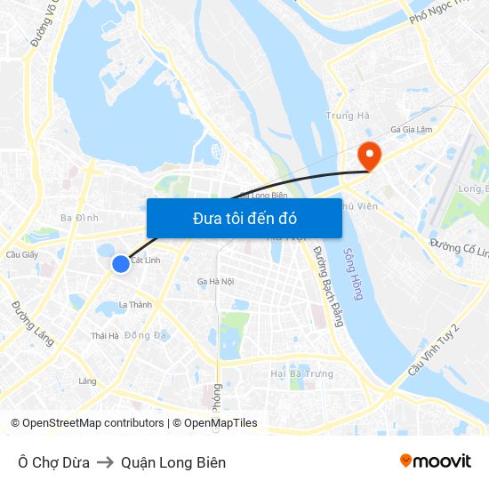 Ô Chợ Dừa to Quận Long Biên map