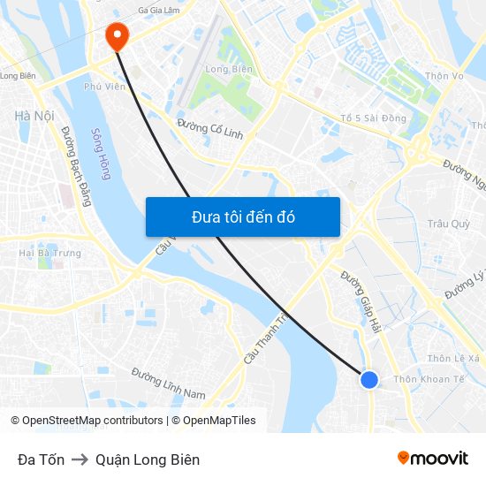 Đa Tốn to Quận Long Biên map