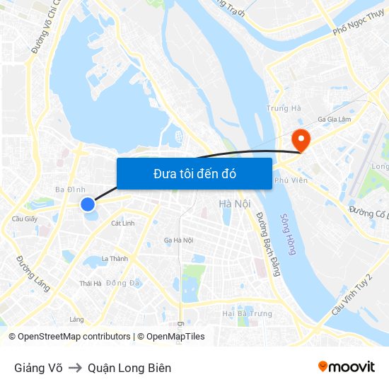 Giảng Võ to Quận Long Biên map