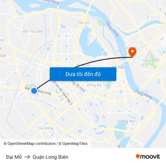 Đại Mỗ to Quận Long Biên map