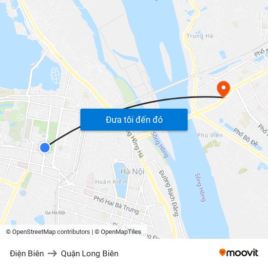 Điện Biên to Quận Long Biên map