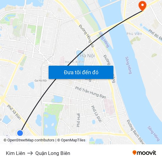 Kim Liên to Quận Long Biên map