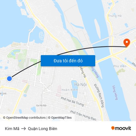 Kim Mã to Quận Long Biên map