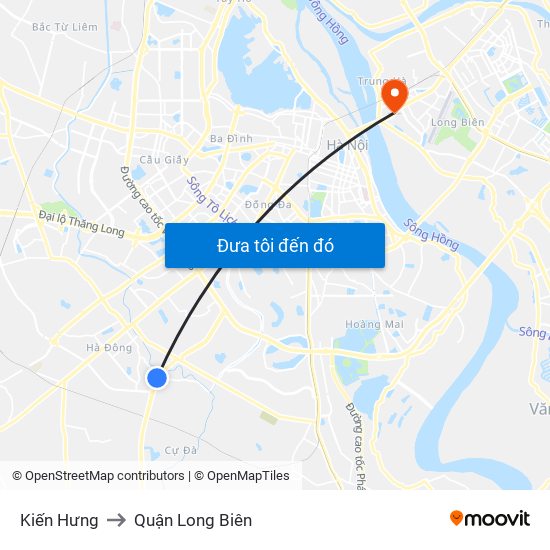 Kiến Hưng to Quận Long Biên map