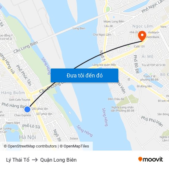 Lý Thái Tổ to Quận Long Biên map