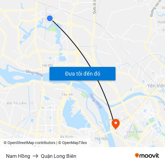 Nam Hồng to Quận Long Biên map