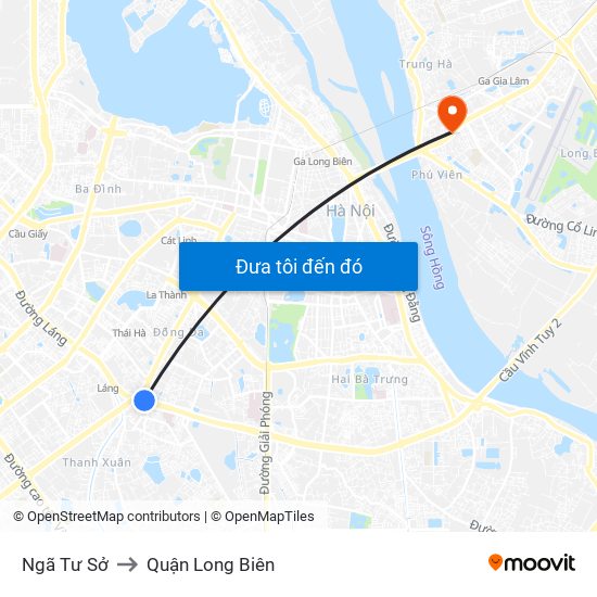 Ngã Tư Sở to Quận Long Biên map